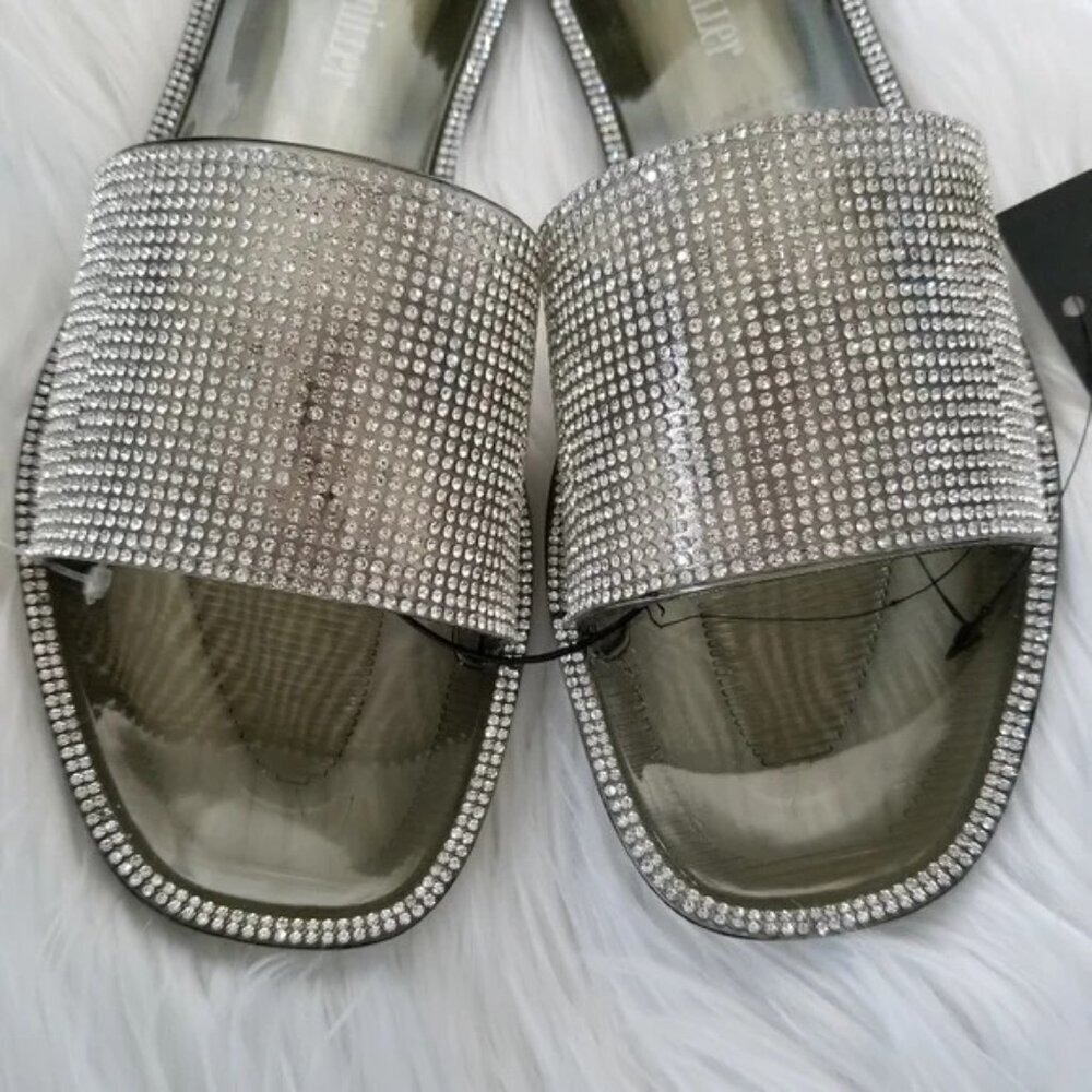 Olivia Miller Silver Rhinestone Jelly Slides - Picture 2 of 4